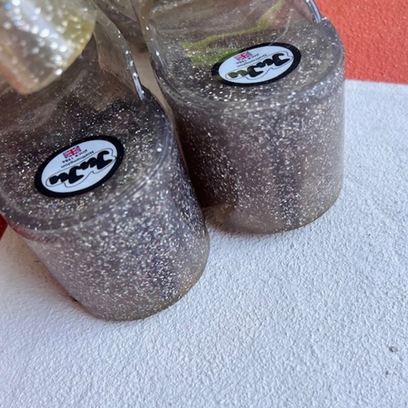 Women’s 90’s Vintage JuJu Jelly Silver Glitter Sandal with Chunky Heel; UK 7 - Picture 14 of 15